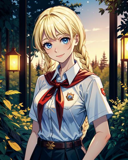 11604-6537484245-masterpiece, high quality, 1girl, blslavya, blue eyes, blonde hair, twin braids, hair over shoulder, white shirt, red badge on s.png